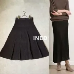 美品　INED イネド　スカート リブニット ブラウン 定価20900円のサムネイル