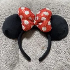 ディズニー ミニー スパンコール リボン カチューシャ