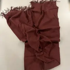 ウール100% バーガンディ大判マフラー