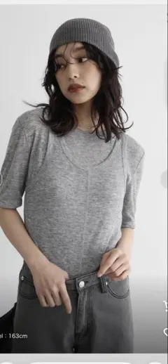 hellam 半袖 Tシャツ グレー タンクレイヤードシアートップス