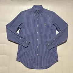 ラルフローレン ブルー ストライプ ボタンダウン 長袖 シャツ XS