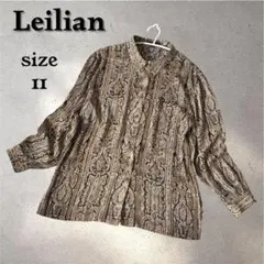 美品 Leilian レリアン 長袖 ブラウス シャツ ヴィンテージ 柄物 総柄