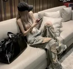 ダメージ加工　ダメージ　ジーンズ　ユニセックス