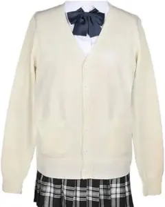 スクール カーディガン ニット ホワイト 白 制服 S