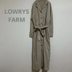 【LOWRYS FARM】F ベージュ 長袖シャツワンピース リボン c054