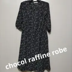 chocol raffine robe ネイビー 花柄 ワンピース