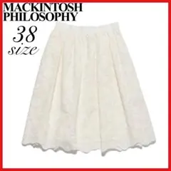 マッキントッシュフィロソフィー　フラワー刺繍　スカート　ひざ丈　レース　花柄上品