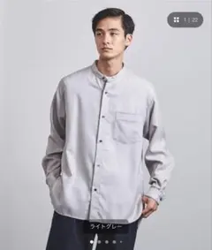 UNITED ARROWS ウールビエラ ソリッドバンドカラー シャツ