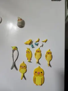 美品★オカメインコ★マグネットのKEYフック&クリップ★小さいオカメのマグネット