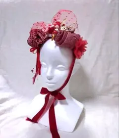 【388】★最終価格★七五三　赤顎紐リボン付き　髪飾りセット　成人式