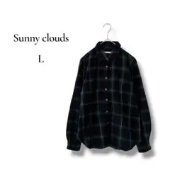 Sunny clouds フェリシモ　長袖チェックシャツ L ネイビー　綿のサムネイル
