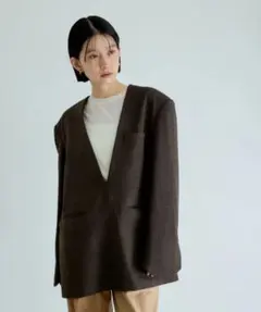 【美品】ADAM ET ROPÉ Vネックジャケット ブラウン