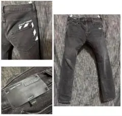 off-white ストレッチ　ロゴプリントブラックデニム　32 メンズ　YKKのサムネイル