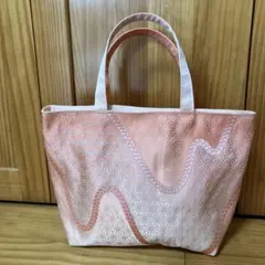 S*a様 325 帯リメイクバッグ　ピンク トートバッグ