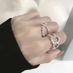 5751⚫︎2点セット silver925 刻印あり シルバーリング チェーン