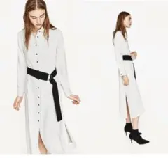 ZARA ザラ ベーシック ストライプ マキシ ワンピース(リエディ )