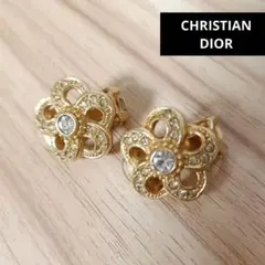 Christian Dior ビンテージフラワー イヤリング ゴールドカラー