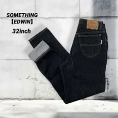 【美品】★SOMETHING　ヴィンテージ　先染め　ターコイズ　ブラックデニム