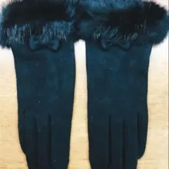 【新品未使用】黒いファー付き手袋