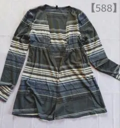長袖カーディガン　羽織り　ボーダー