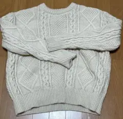 BEAMS BOY アイボリー ケーブル編みセーター