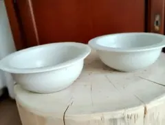 手作り陶器製 帽子型小鉢白マット釉 2個セットのサムネイル