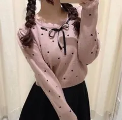 evelyn ハートニットトップス