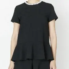 美品　ヨーコチャン　パールブラウス　36 ブラック