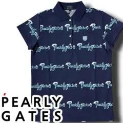 2 パーリーゲイツ 日本製 泡ロゴ シアサッカー調 半袖 ポロシャツ ネイビー