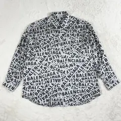 BALENCIAGA 長袖シャツ ロゴ総柄 希少 大人気デザイン 34サイズのサムネイル
