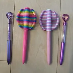 【新品未使用】　★ ボールペン　ハート　形がかわる　4点セット