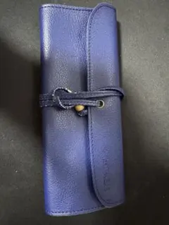 ネイビー レザー 筆箱 ロールタイプ