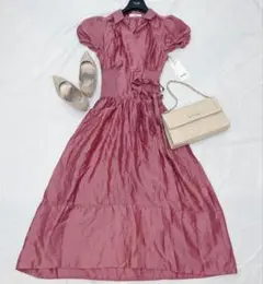 新品タグ付✨SNIDEL ウエストリブシアーワンピース ピンク カシュクール 0
