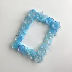 【No.358】ホイップデコ　トレカケース　硬質ケース　水色　薔薇　花