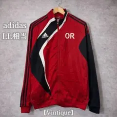 adidas トラックジャケット 赤 黒 90s ロゴ 推し色