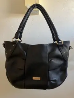 4℃ ブラック レザー ハンドバッグ