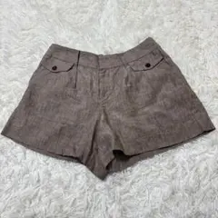 コムサイズム ショートパンツ 麻100% ベージュ L ナチュラル　シンプル