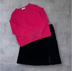 イリアンローヴ カシミア100％Vネックニット×スカート セットアップ M