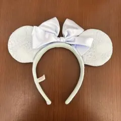 ディズニー ミッキー耳 カチューシャ 水色 レース素材