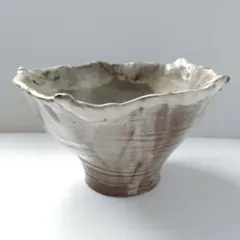 萩焼 花器 水盤 広口 池坊 草月 自由花 生け花 華道 作家物 手びねり 粉引