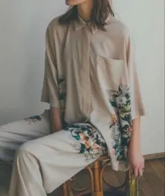 CLANE フラワープリント 半袖シャツ パネルフラワーシャツ クラネ 