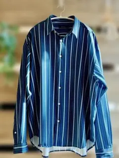 RAGEBLUE 長袖シャツ Lサイズ 青系ストライプ