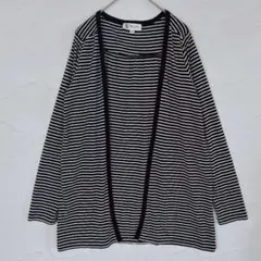 ミッシェルクラン カーディガン M ブラック ホワイト 上品 オフィス
