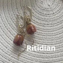 ドライフラワーアクセサリー＊バラフープピアス