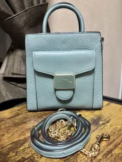 coach 水色レザーショルダーバッグ