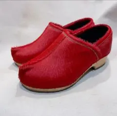 ヴィンテージ サボ　ハラコ　レッド　赤　ウッドソール