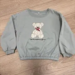 くま刺繍 トレーナー 110cm 裏起毛