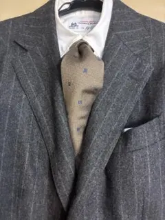 【日本製】FAIRFAX ベージュ　小紋柄ネクタイ　シルク