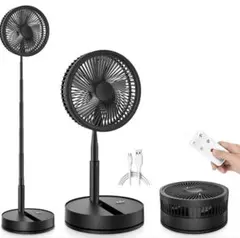 ポータブル折りたたみ式充電式首振り扇風機 高さ調節 オフィス キャンプ 旅行用