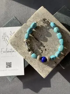 ターコイズ・ラピスラズリ ブレスレット　インディアンブレスレット　カレンシルバー